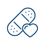 Icon of a band-aid with a heart in front of it representing our physical health benefit