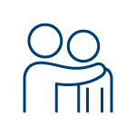 thw Icon of a person comforting another person with an arm around their shoulder